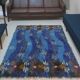 Vintage wave design blue Rya rug 202 cm x 145 cm, 1970s
