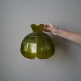 Vintage green and gold mother-of-pearl and brass pendant lampshade, bohemian country decoration