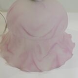 White and pink frosted glass pendant light/Vintage/1970s