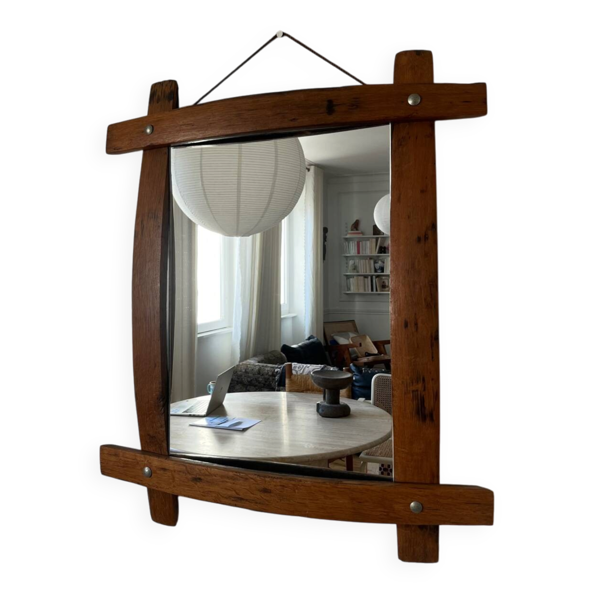 Brutalist wooden mirror 73cm x 86cm