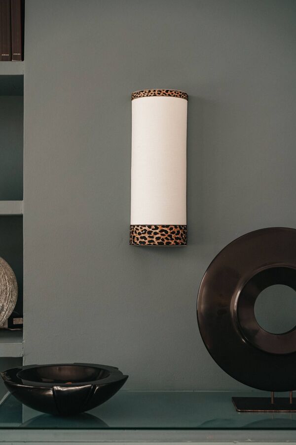 Applique murale - PIA lin blanc X léopard