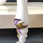 Stylish Kalina Poland vase. Floral decoration. Unique signed piece, 27 cm