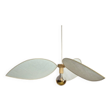 Aerial suspension, 3 petals in metal and white linen