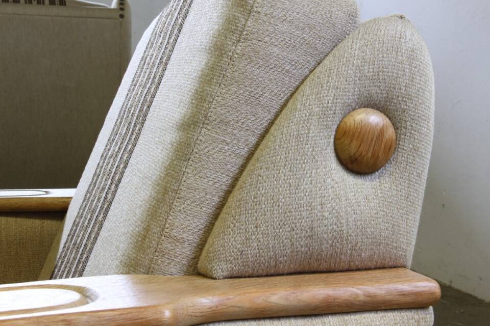 Vintage 1960s set of low & high back lounge chair oak, style of Henning Kjærnulf