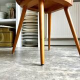 Baumann bistro chair in light wood and green skai, “Menuet” model