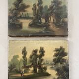 Lot of 2 old oils on canvas