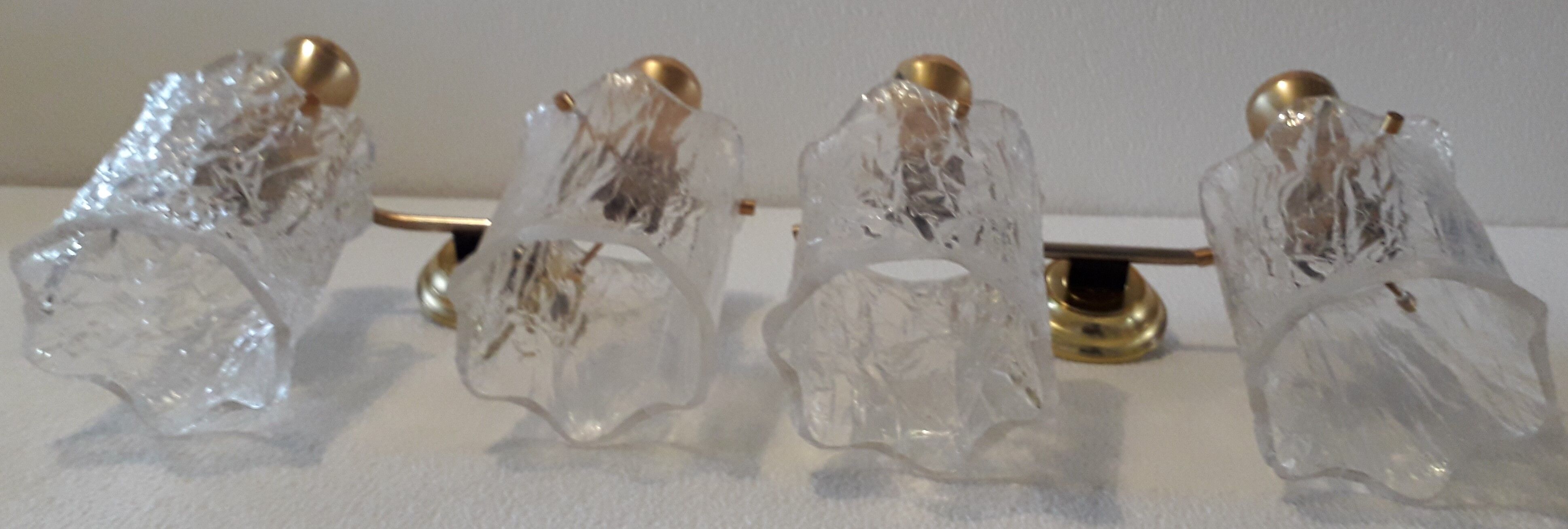 Duo of wall light in Plexiglas and brass years 60/70