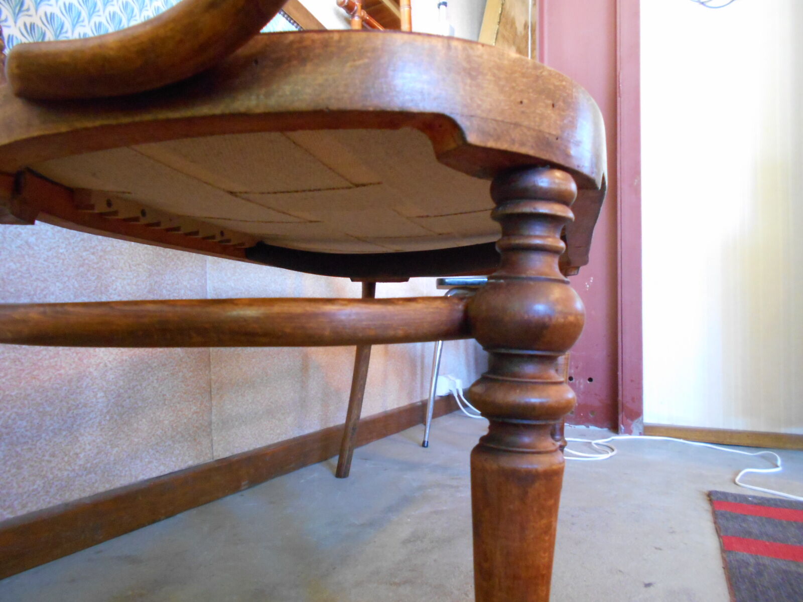 Curved wooden bench