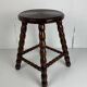 Midcentury bobbin wood turned stool, Charles Dudouyt style, France, 1950s