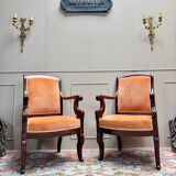 Pair of Solid Mahogany Armchairs from the 19th Century Restoration Period