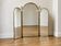 Specchiera vintage a trittico in ottone con applique