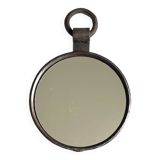Round cast iron ironworker's mirror with ring, 1950s