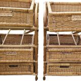 2 vintage bamboo and rattan bedside tables from the 1970s