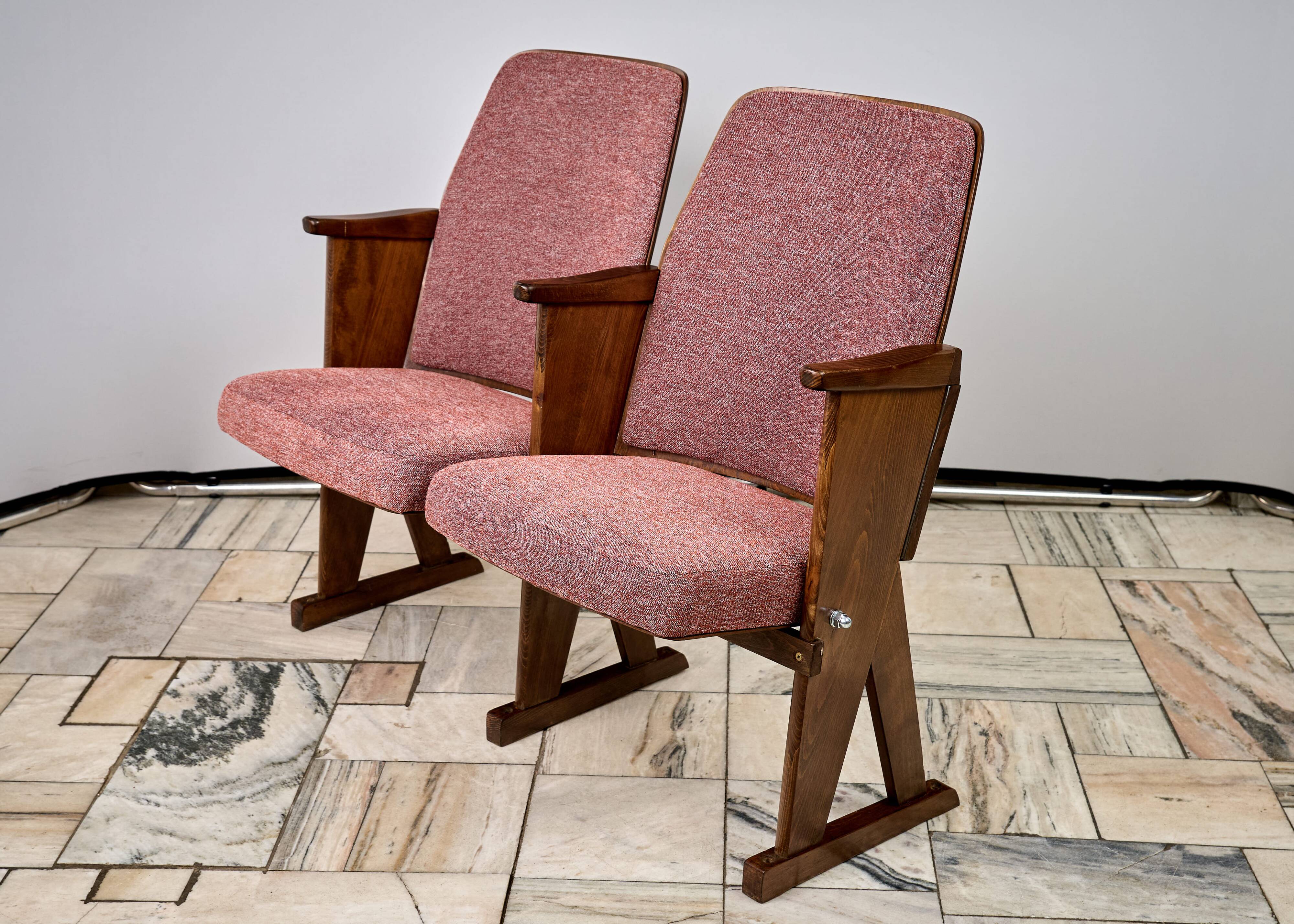 Vintage Red Folding Cinema Chairs, 1970s Czechoslovakia