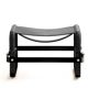 Black smoked steel and black leather footrest, contemporary style.