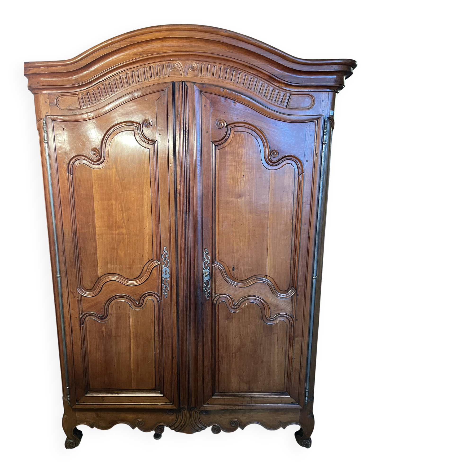 Louis XV wardrobe with two doors, Cherry wood. 18th century.