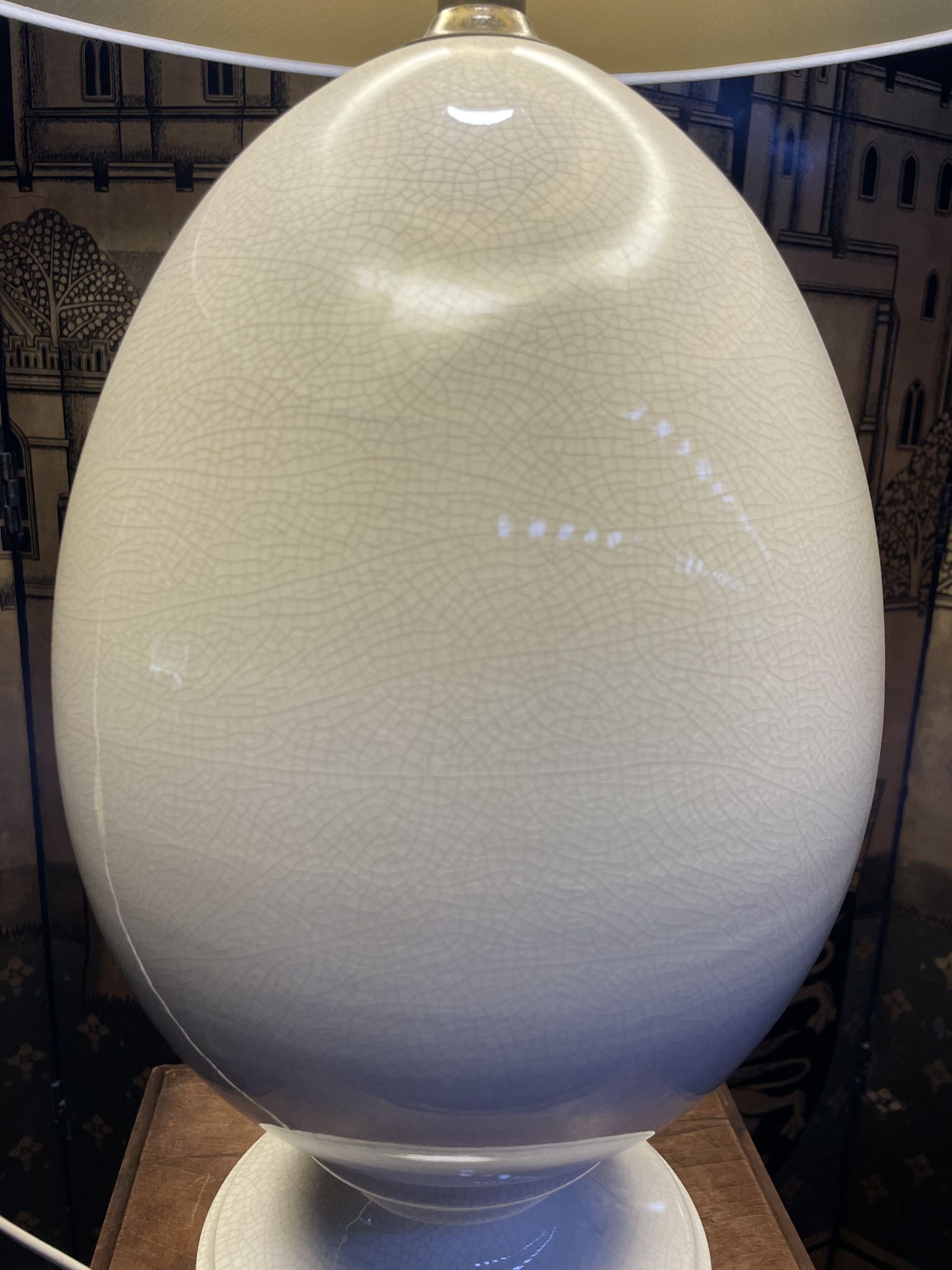 Cracked porcelain egg lamp 1980