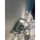 Set of Two Transparent and White “Fiamma” Murano Glass Wall Sconces