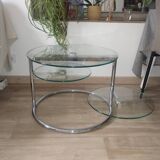 Table Basse en Verre et Métal Chromé