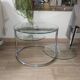 Table Basse en Verre et Métal Chromé