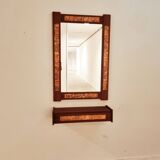 Mid-Century Teak and Copper Hallway Set with Mirror and Shelve, 1960s, Set of 2