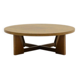 Table basse ronde en bois wengé, années 1960, Pays-Bas.