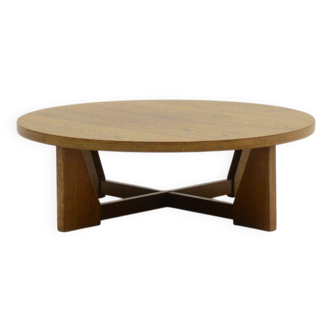 Round wengé wood coffee table, 1960s The Netherlands.