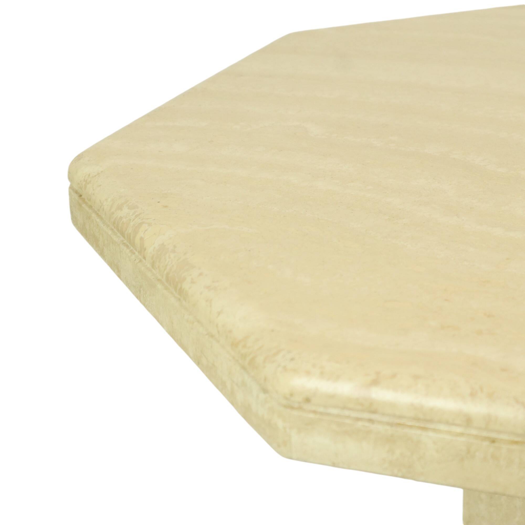 Vintage Octagonal Travertine Coffee Table 70s Design Italian