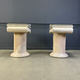 Vintage tessellated stone pedestal dining table by Maitland Smith, 1970s