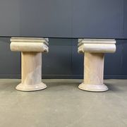 Vintage tessellated stone pedestal dining table by Maitland Smith, 1970s
