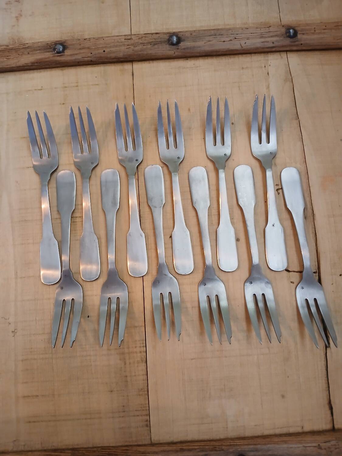 12 antique cake forks