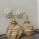 Pair of Art Deco wall lamps in marbled opaline