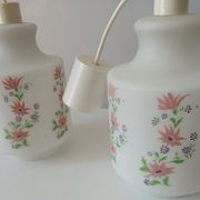 Pair of suspension vintage luminaire in opaline 60s