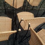 Chaises fer forgé rotin vintage