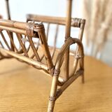Vintage bamboo rattan magazine rack