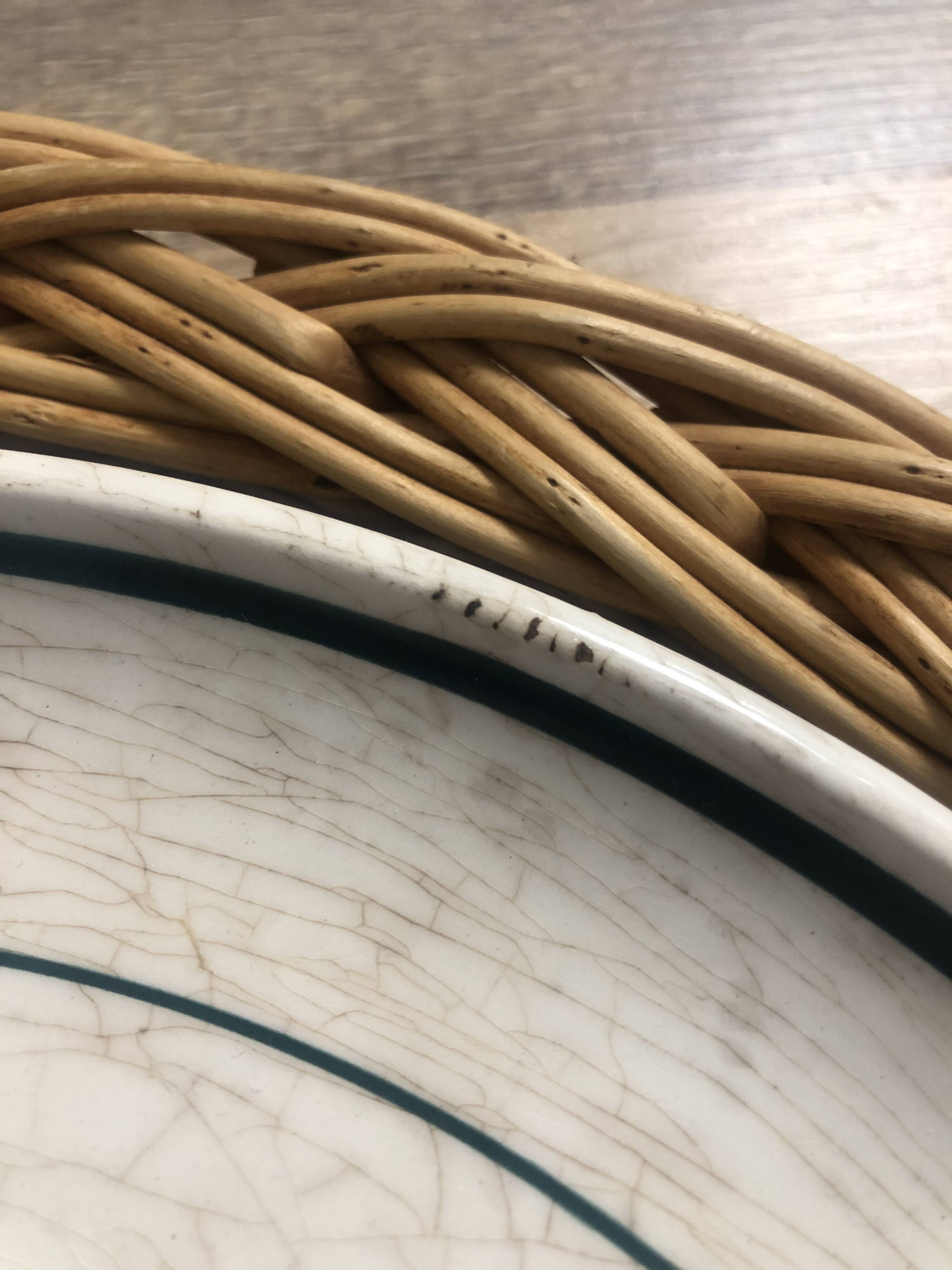 Vintage earthenware horses serving dish by Gien Nordez et Cie Cherbourg