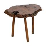 Vintage Rustic Side Table Root Wood Tree Trunk Tripod Coffee Table