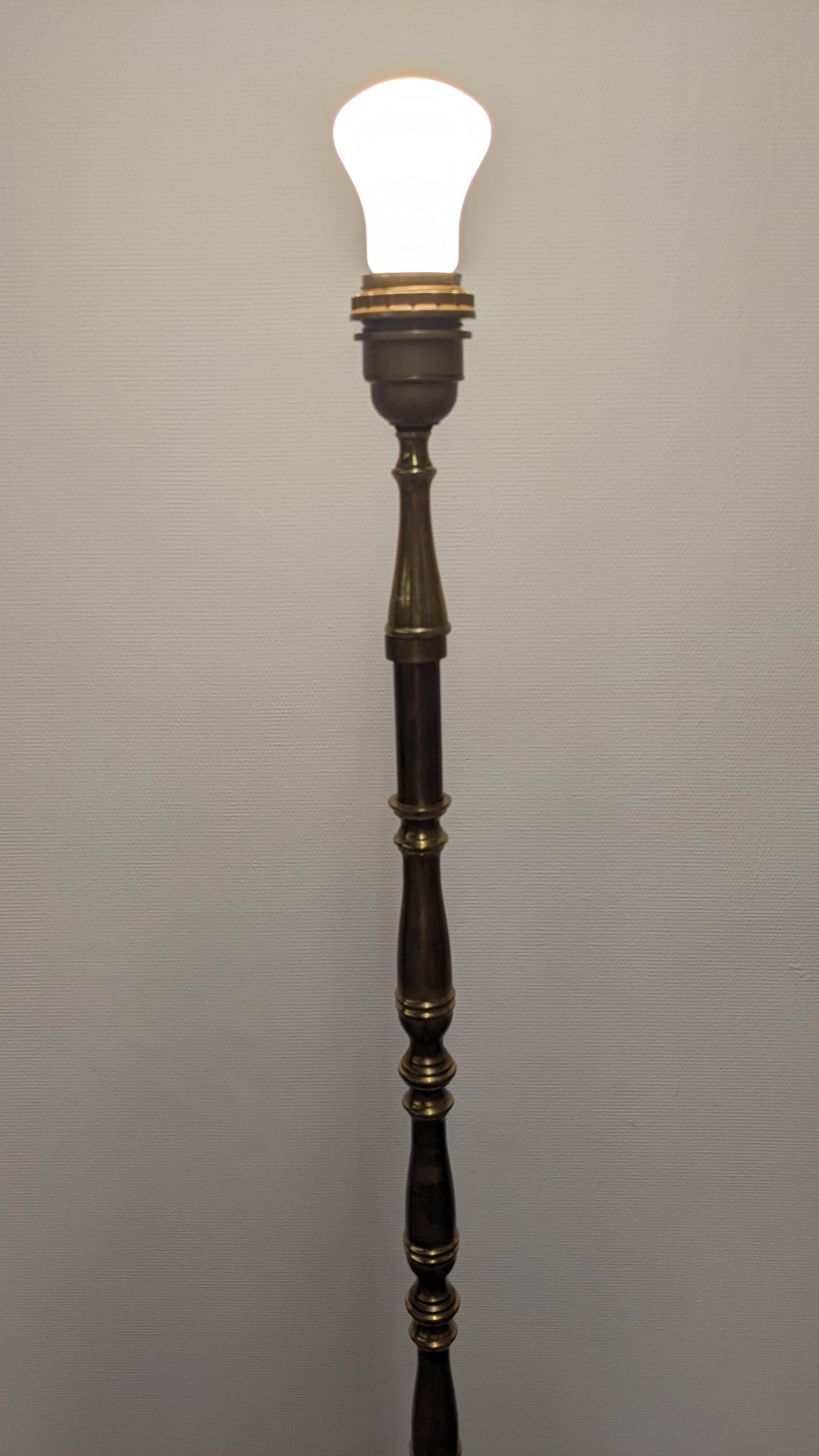 Tripod floor lamp in bronze, France circa 1960