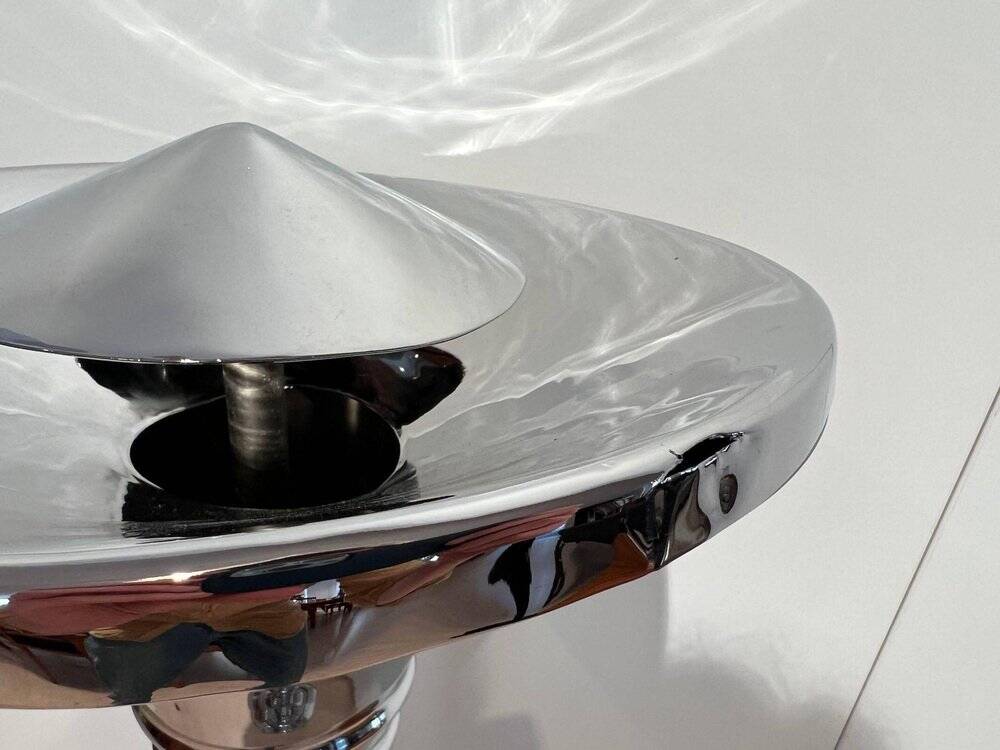 Art Deco Standing Ashtray in Polished and Chromed Metal, Switzerland, 1930