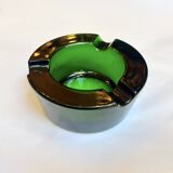 Cendrier en verre vert épais rond vintage des années 1960 rétro