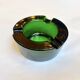 Vintage 1960s Retro Round Thick Green Glass Ashtray