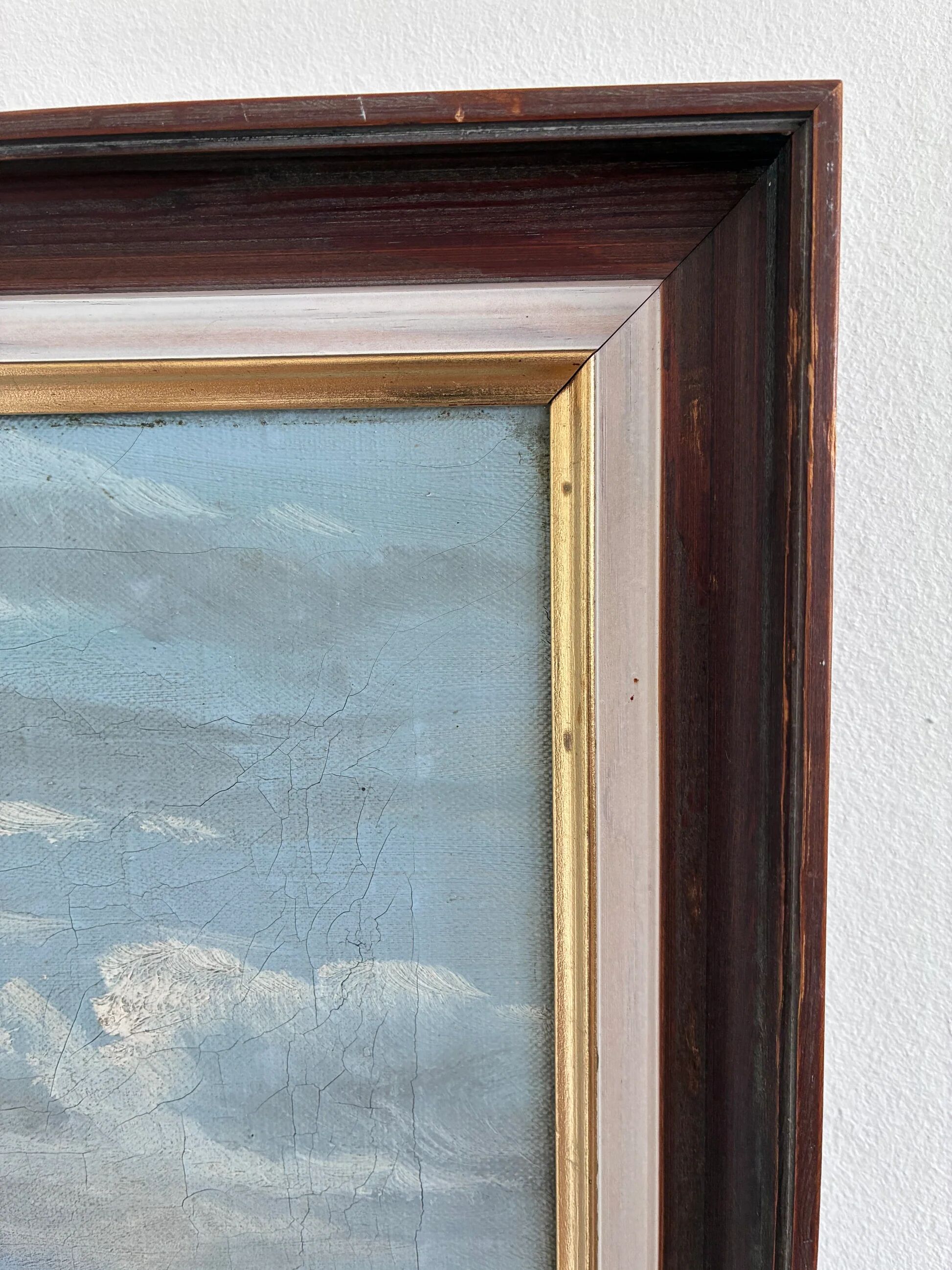 Antique original landscape oil painting, signed countryside art