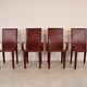 4 red leather dining chairs by Arper italy, 1980s