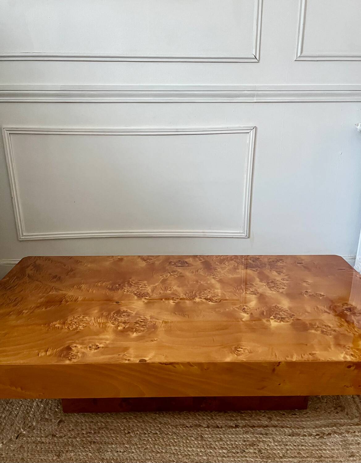 Rochebobois elm burl coffee table, 1970s