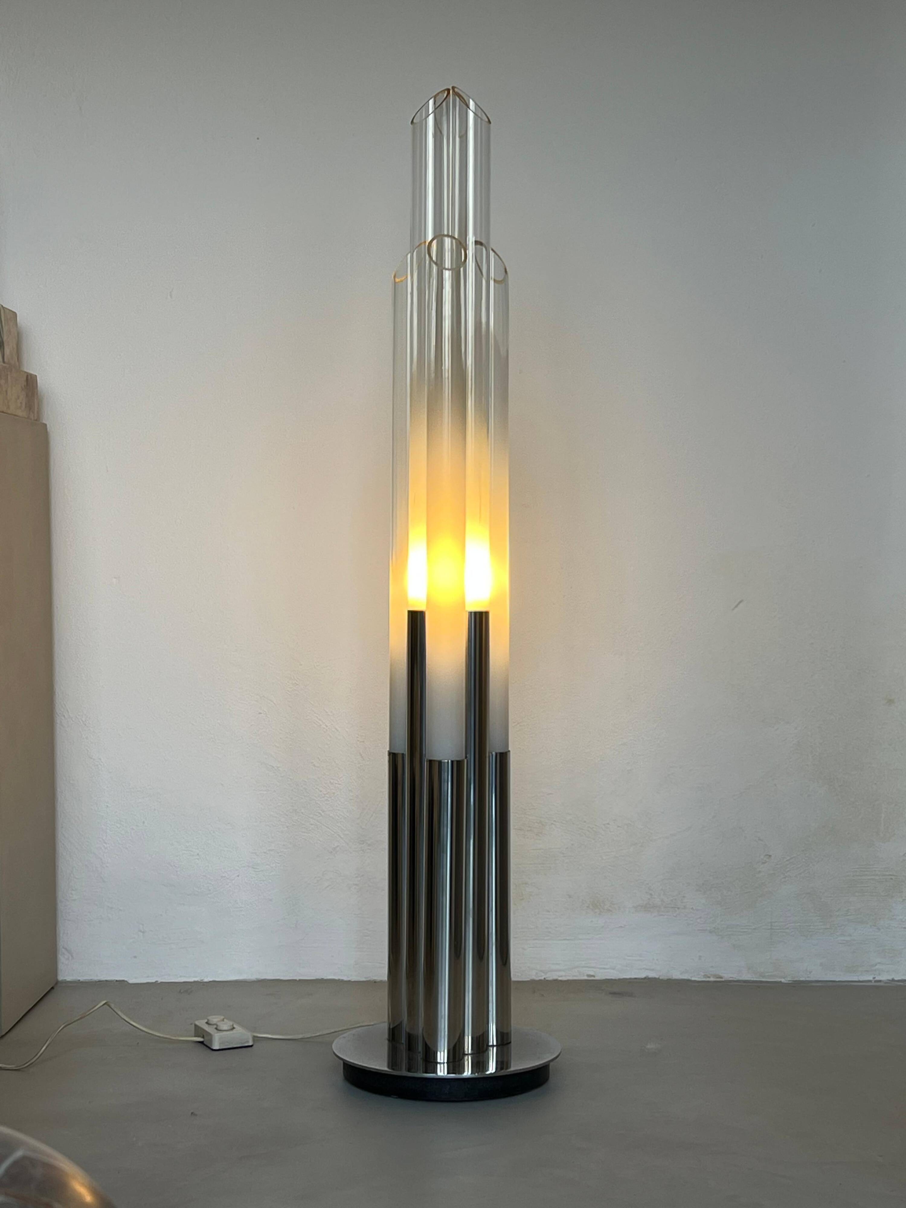 Vintage 1960s Nason, Mazzega, Murano Glass and Metal floor lamp