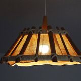 Vintage pendant lamp in wood and canvas 1970