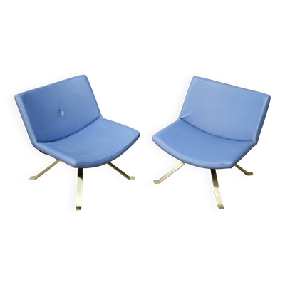 Paire De Fauteuils Design Kesterport Skai Bleu