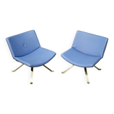 Paire De Fauteuils Design Kesterport Skai Bleu