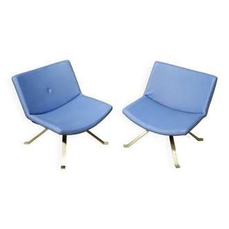 Pair of Kesterport Skai Blue Designer Armchairs
