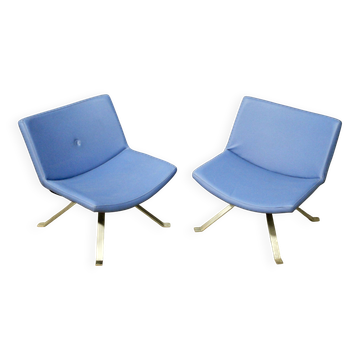 Pair of Kesterport Skai Blue Designer Armchairs
